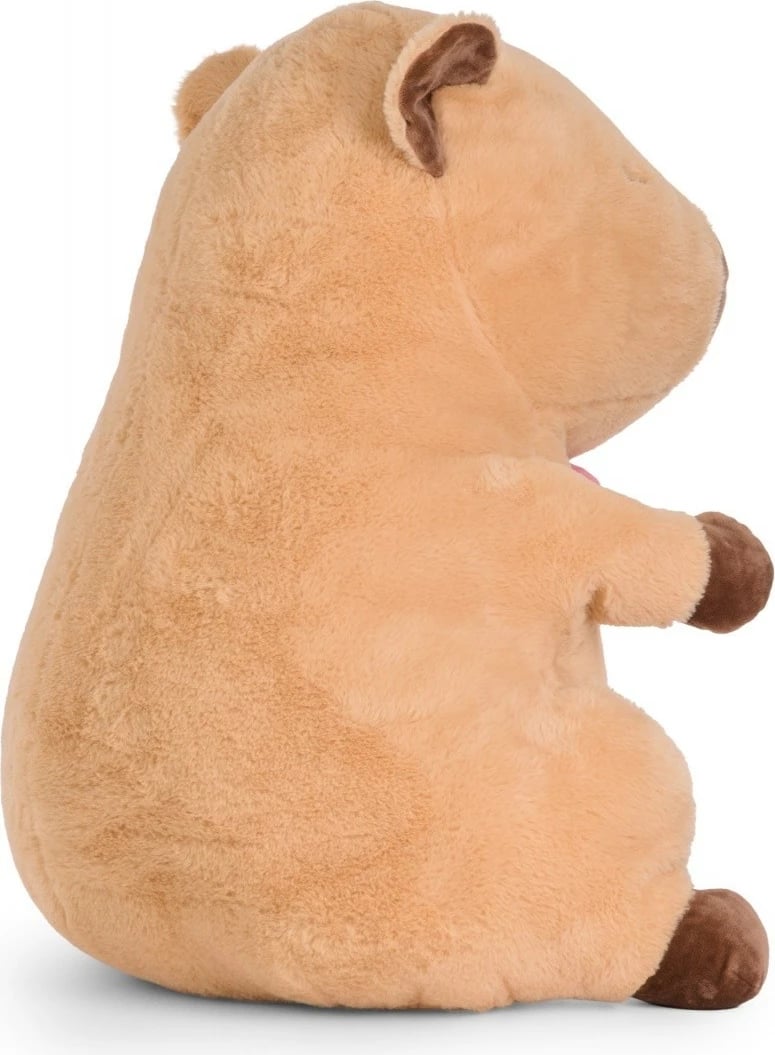 Maskotë pelushi kapibara Daffi M-602, 66 cm, bezhë/kafe me fjongo rozë