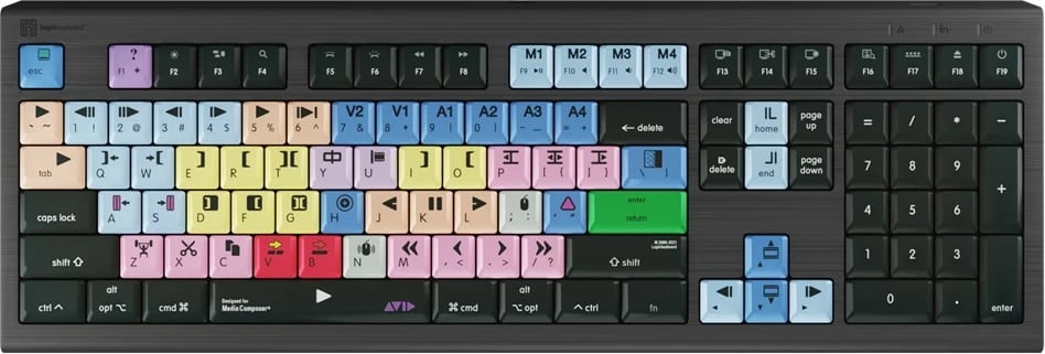 Tastierë LogicKeyboard Astra 2 Classic DE për Mac, Avid Media Composer, me taste të ngjyrosura