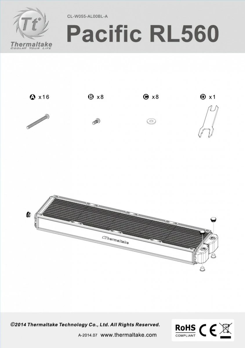 Radiator ftohje me ujë Thermaltake Pacific RL560, 560mm, 5x G 1/4", Alumini/Bakër, i zi