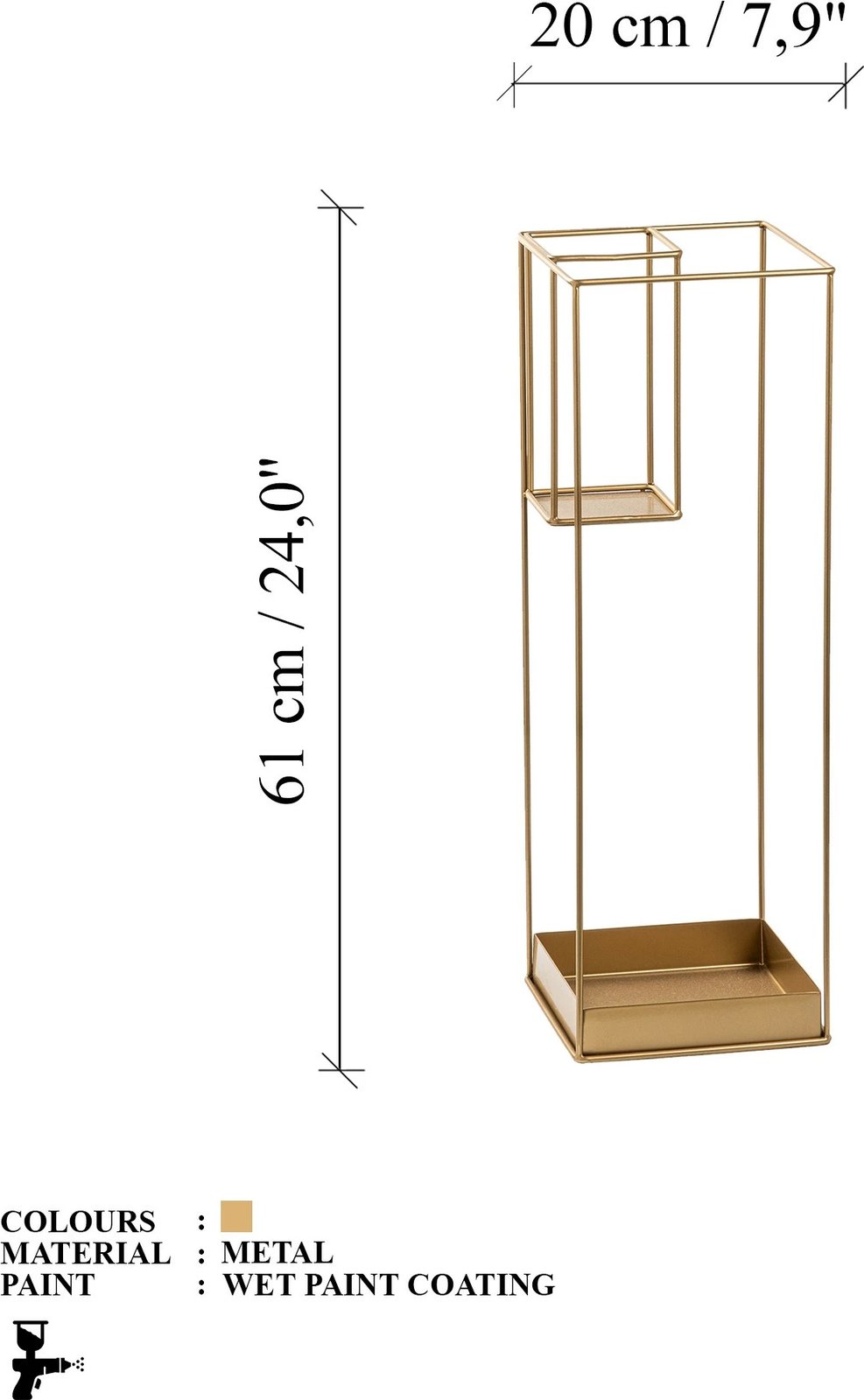 Stendë për ombrella, metalike, ngjyrë ari, Aberto Design, Şemsiye - 008