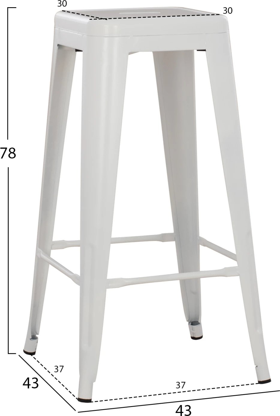 Karrige për bar MELITA-PRO FH8642.41 metalike, ngjyrë e bardhë mat, 43x43x78H cm