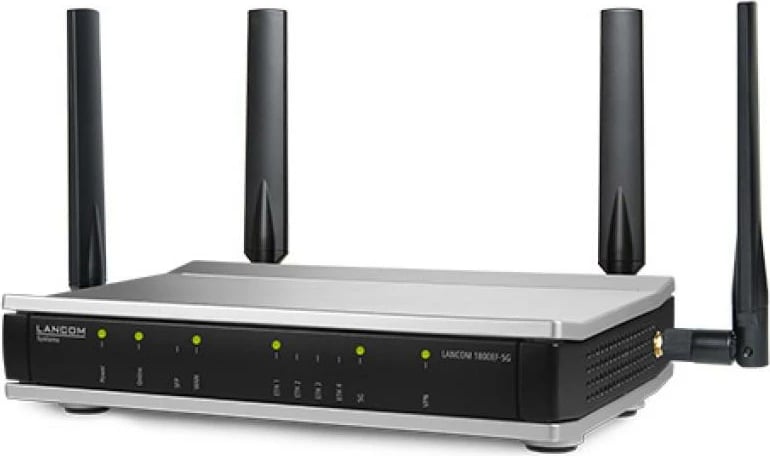 router LANCOM 1800EF-5G, SD-WAN, 5G i integruar, SFP për fibër, Gigabit Ethernet 1Gbps, 5 kanale VPN (deri 25), model 62140