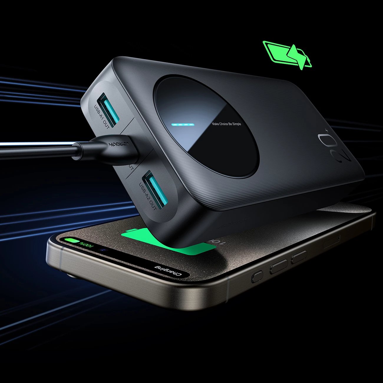 Powerbank Joyroom JR-PBF14, 20000mAh, 2x USB-A, 1x USB-C, e zezë