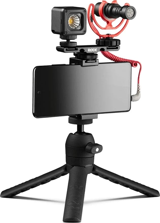 Tripod RODE Universal VLOGVMICRO me mikrofon dhe dritë LED, i zi