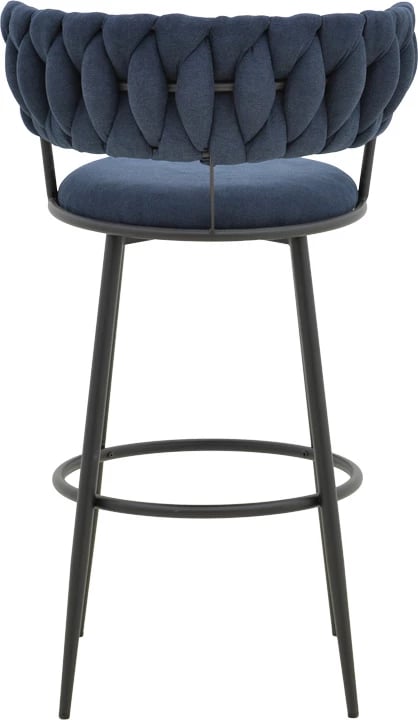 Karrige për bar Alkia, stof ngjyrë kaltër e errët, këmbë metalike të zeza, 50x56x95cm, set prej 2 copash