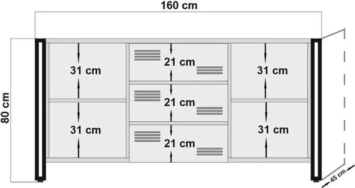 Set mobiljesh për dhomë dite, ngjyrë pishë Atlantike dhe e zezë, Cosmo Takım 22