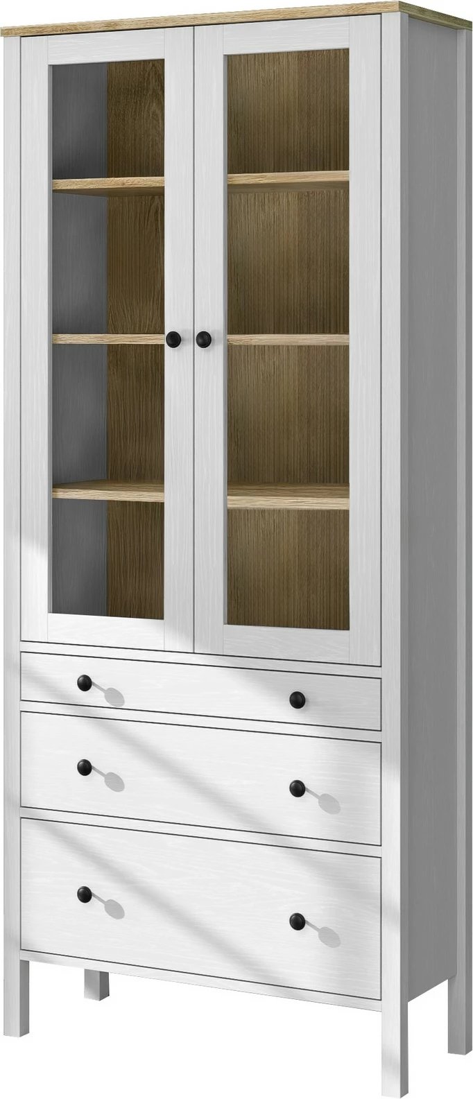 Raft librash Hanah Home, FRN-20069, ngjyrë druri dhe e bardhë