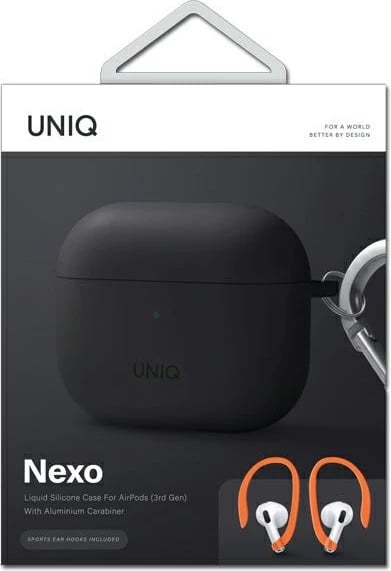Mbështjellës UNIQ Nexo për AirPods 3 me ear hooks, silikon, gri