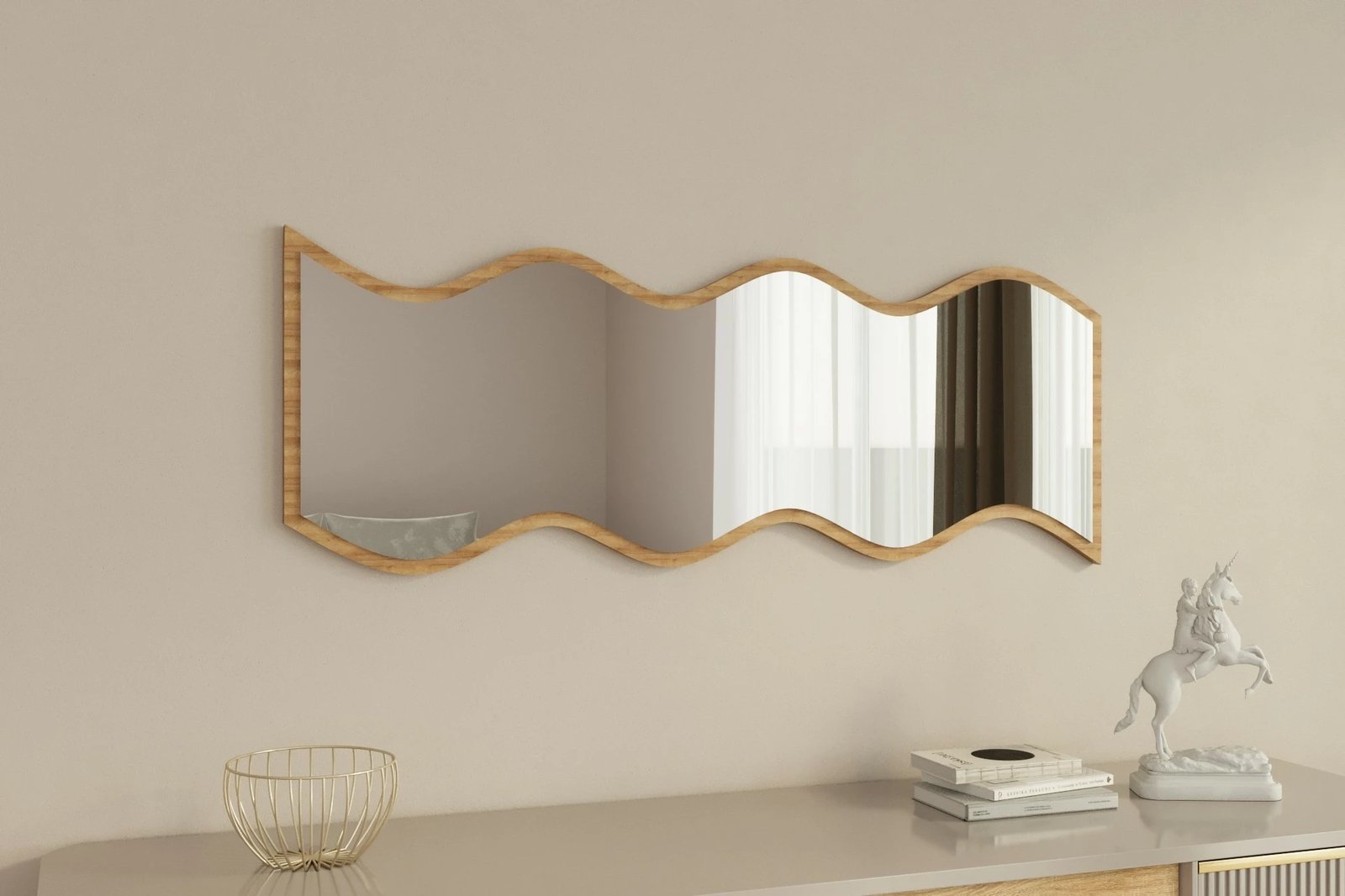 Pasqyrë dekorative Skye Decor, e bardhë, natyrale