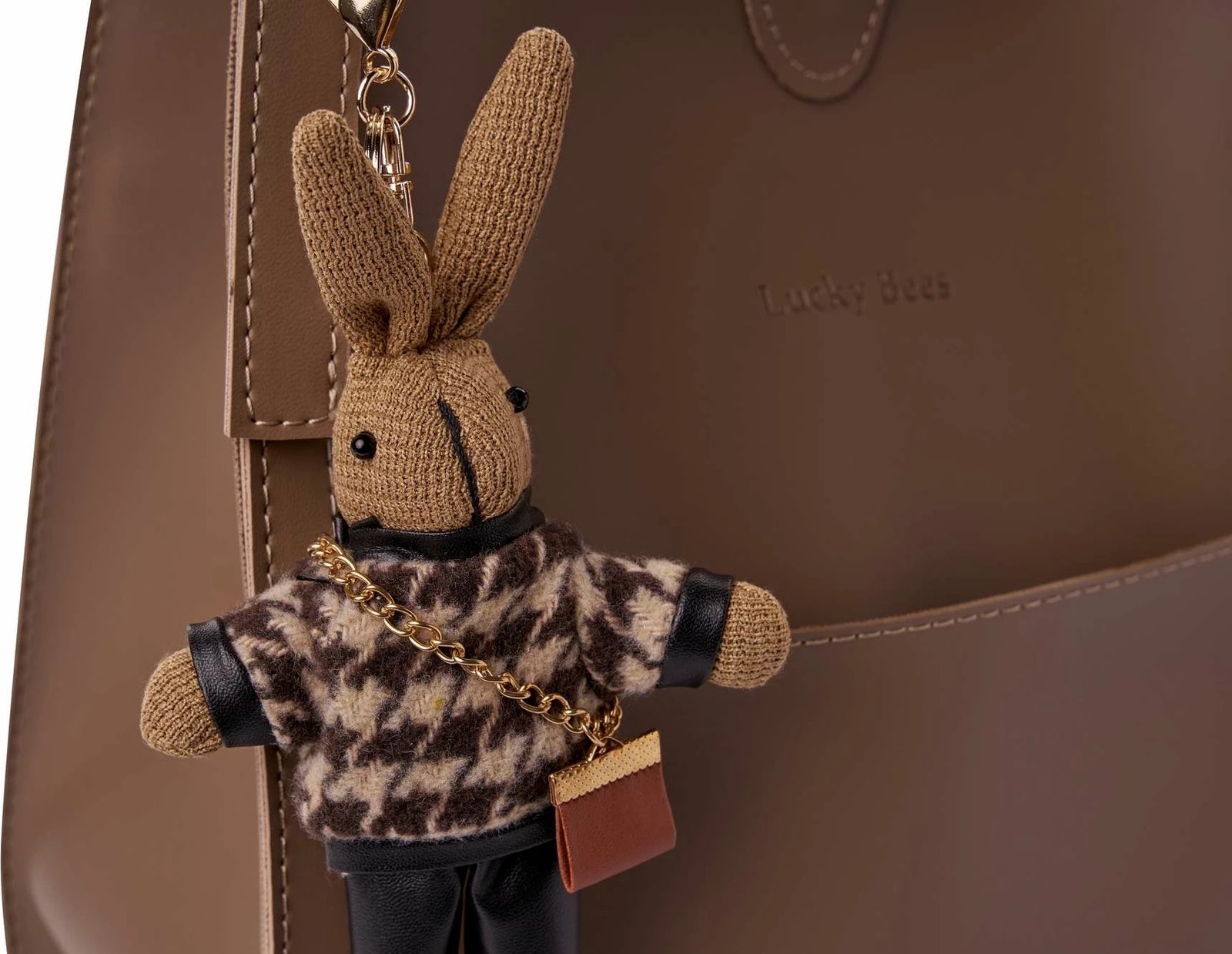 Çantë tote Lucky Bees, ngjyrë mink e errët, 28x10x31cm