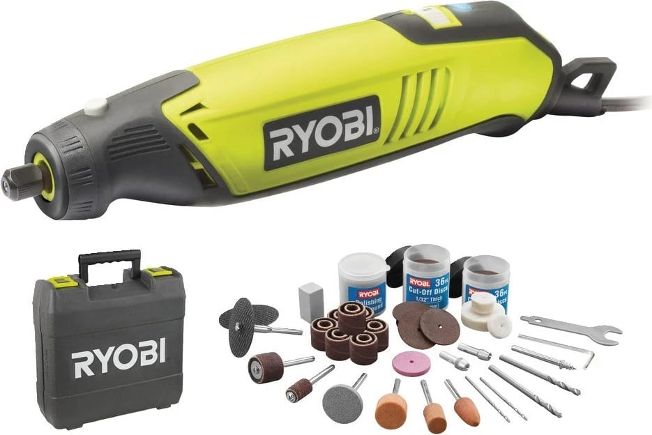 Grinder i drejtë RYOBI EHT150V, 150W, set me 115 aksesorë, Zi