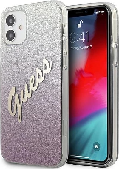 Mbështjellës Guess GUHCP12SPCUGLSPI për iPhone 12 mini 5.4", Glitter Gradient, Rozë