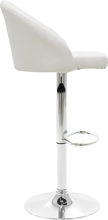 Karrige për bar Balina, lartësi e rregullueshme, lëkurë sintetike e bardhë, metal kromi, 52x53x109cm, set prej 2 copësh