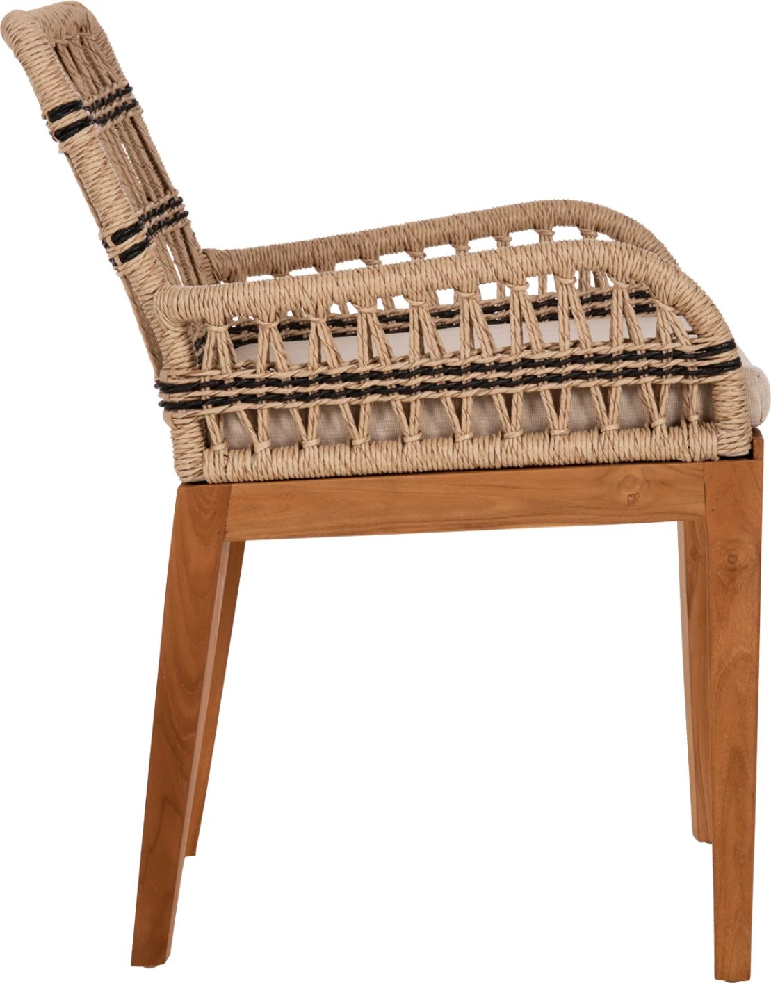 Karrige me krahë STARDOM, dru tik dhe litar, ngjyrë natyrale me detaje antraciti, FH9760.02, 57x65x83cm