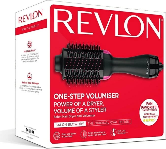 Brushë stiluese për flokë Revlon, e zezë/rozë