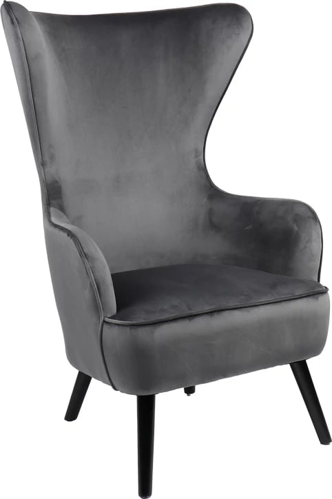Berzer Byfon, kadife anthracite, këmbë druri gome, ngjyrë zezë, 76x83x117cm