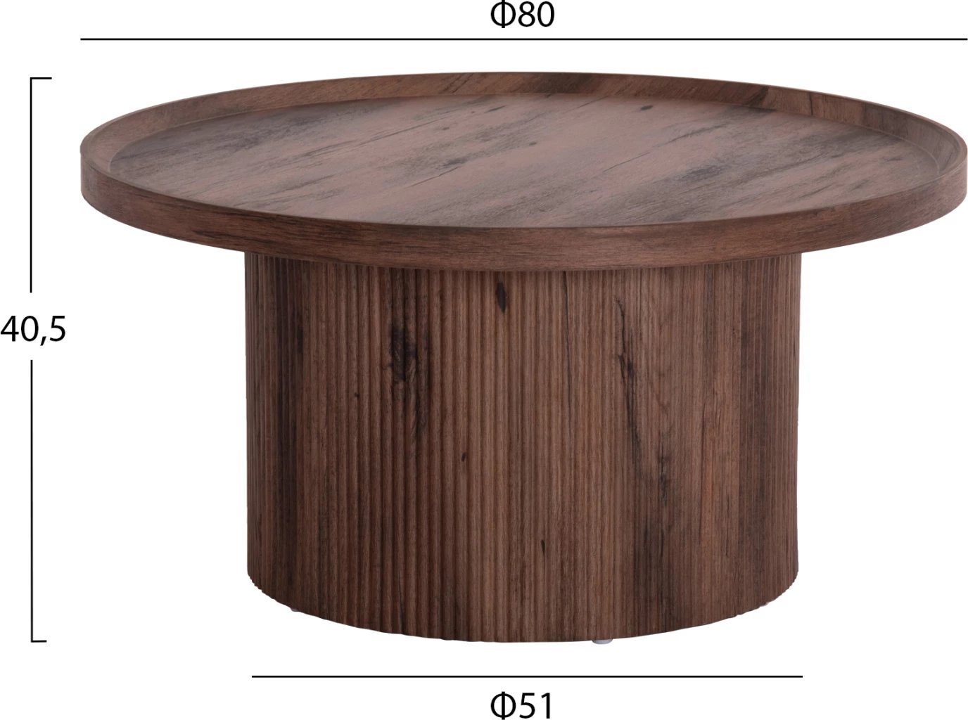 Tavolinë kafeje MARGON FH18026 MDF, ngjyrë druri kafe e errët, Φ80x40.5H cm.