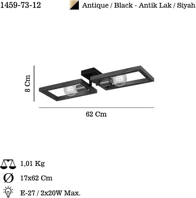 Llambadar Opviq, Era - 73-12, metal dhe dru, ngjyrë antike dhe e zezë