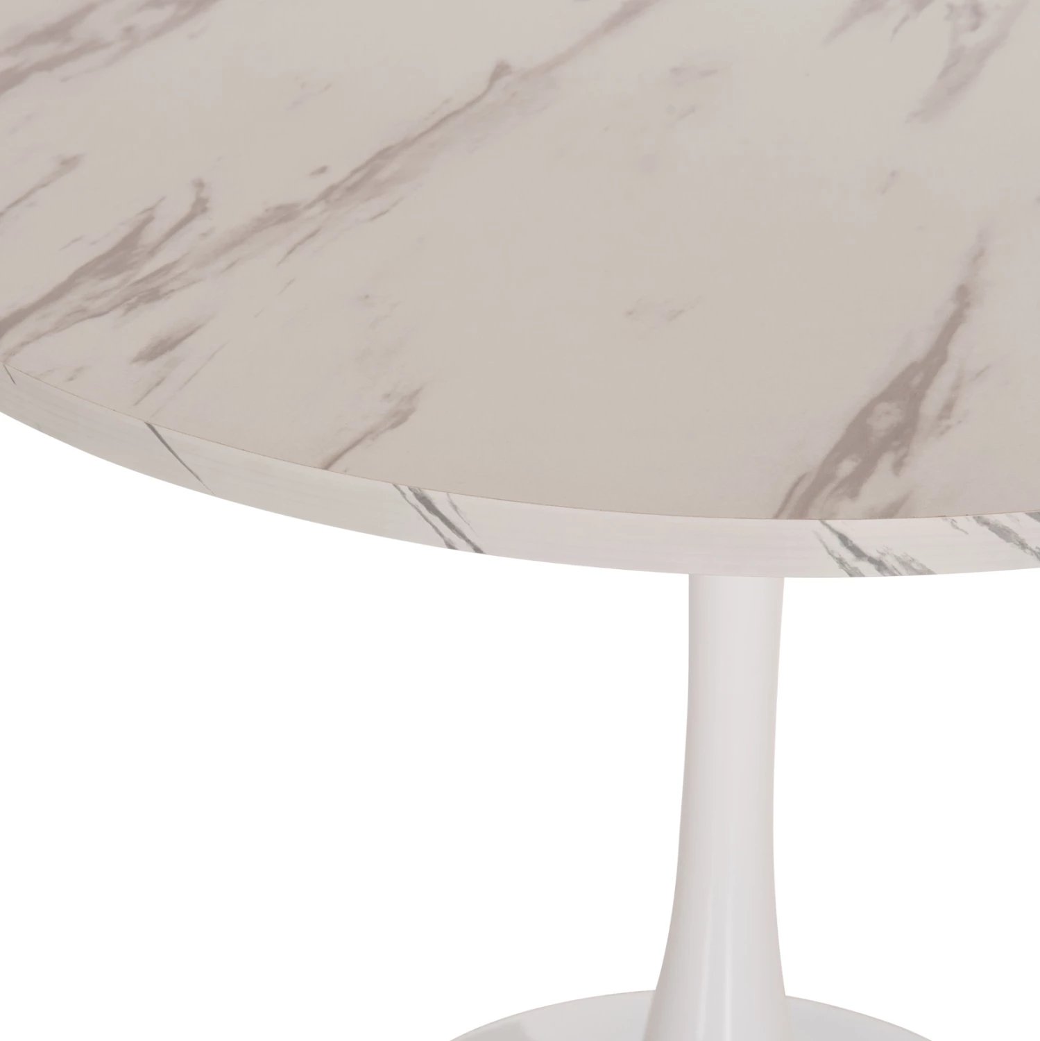 Tavolinë e rrumbullakët ngrënieje ROLLO, ngjyrë mermeri të bardhë, këmbë metalike, FH9421.11, 90x74cm