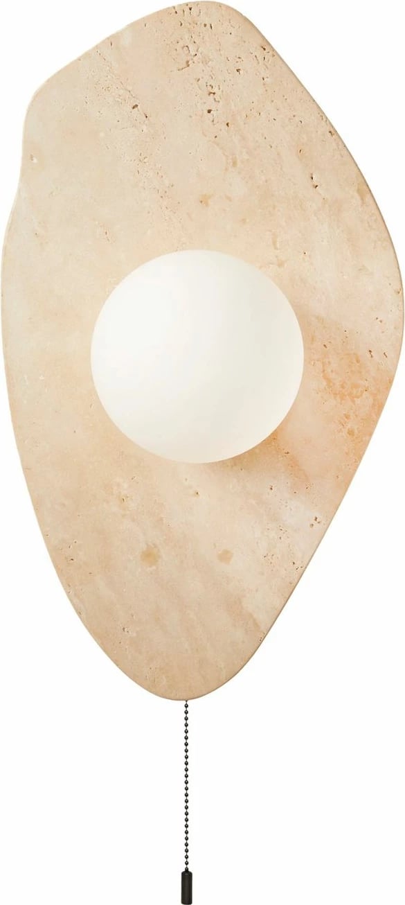 Llambë muri Opviq, trup travertini, kapak qelqi, bezhë/bardhë