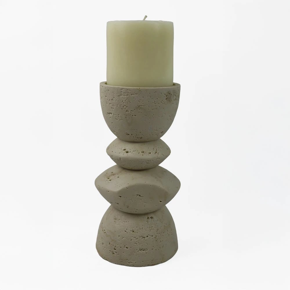 Mbajtës qirinjsh EQUINOX II, rrëshirë, bezhë, 10x10x20cm