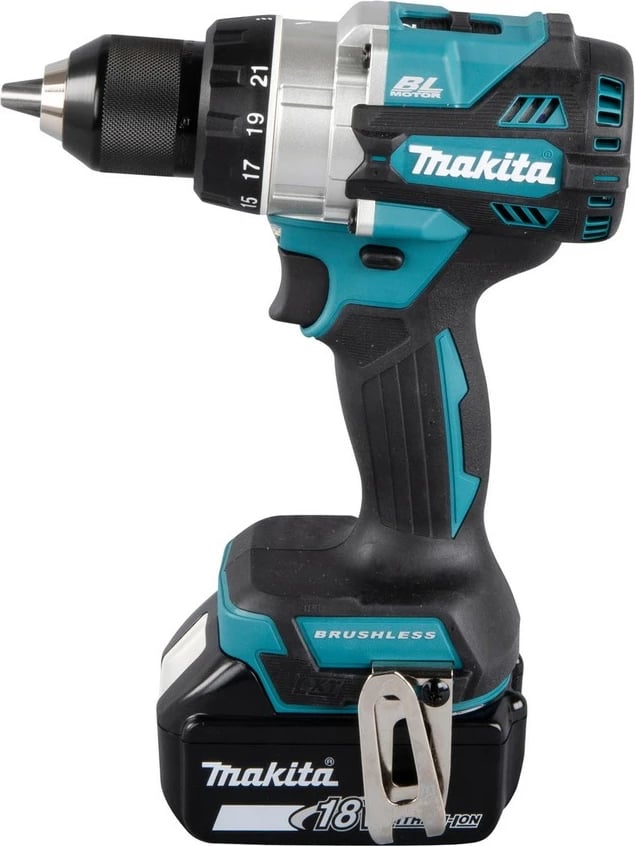 Makineri shpimi Makita DDF486RTJ, 18V, 2 shpejtësi, pistol grip, zi/blu
