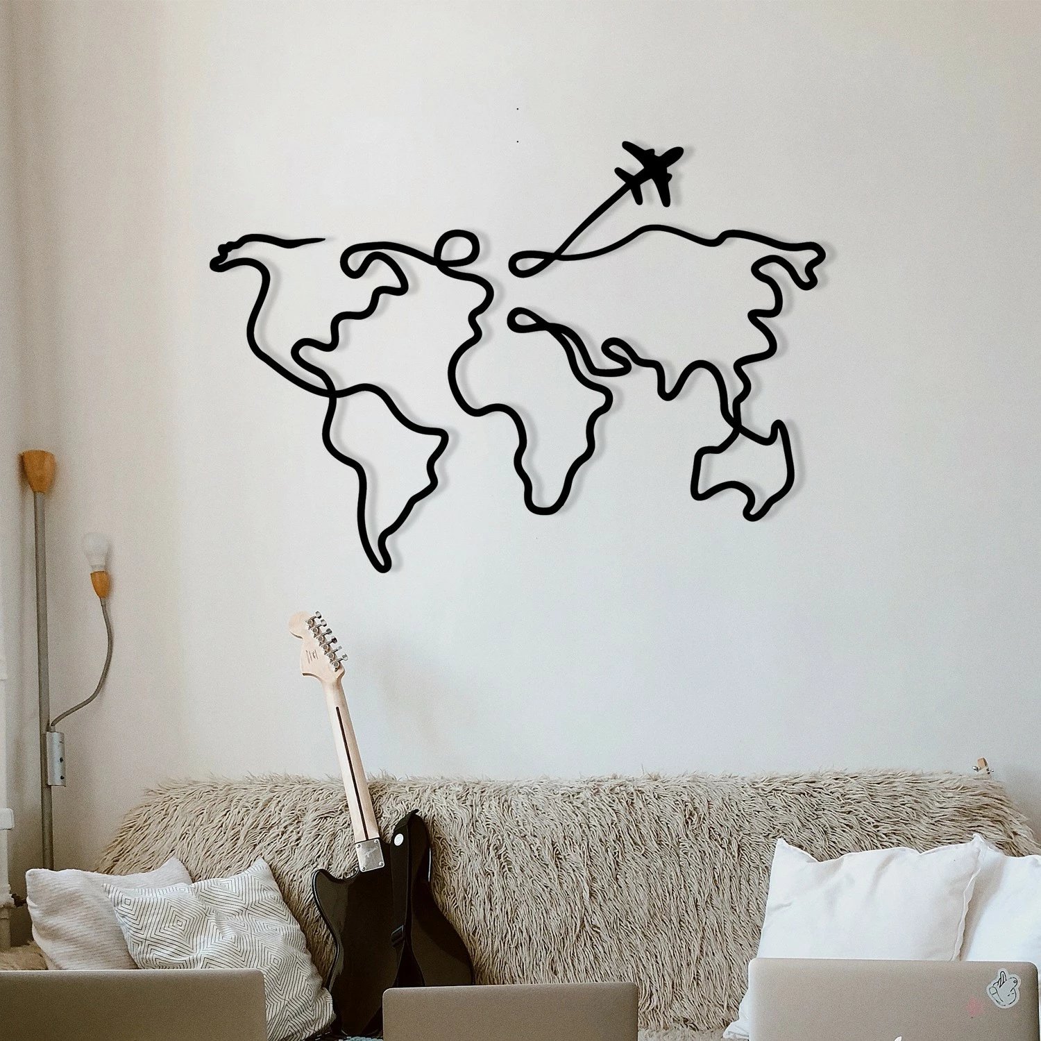 Aksesor dekorativ metalik për mur, Wallity Mozzafiato, ngjyrë e zezë, 60x42cm