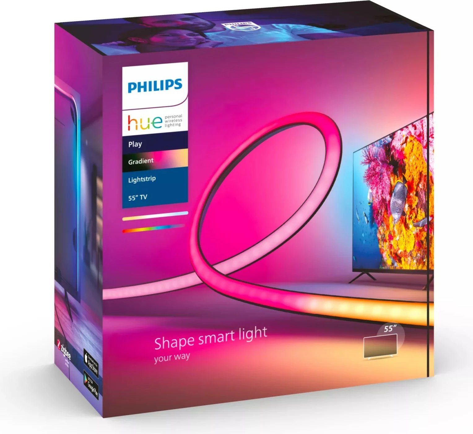 Dritë LED Philips Hue Play gradient lightstrip 55 inch, Bluetooth/Zigbee, Ngjyrë e zezë