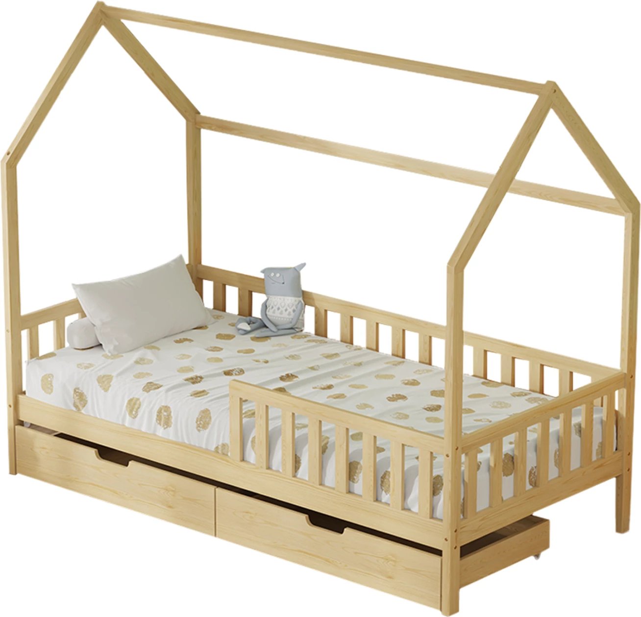 Krevat fëmijësh me sirtarë PHYLLIS FH724.01, dru pishe natyrale, 196x97x161cm