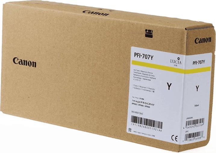 Bojë printeri Canon PFI-707Y (MPN 9824B001) 700 ml XL, e verdhë