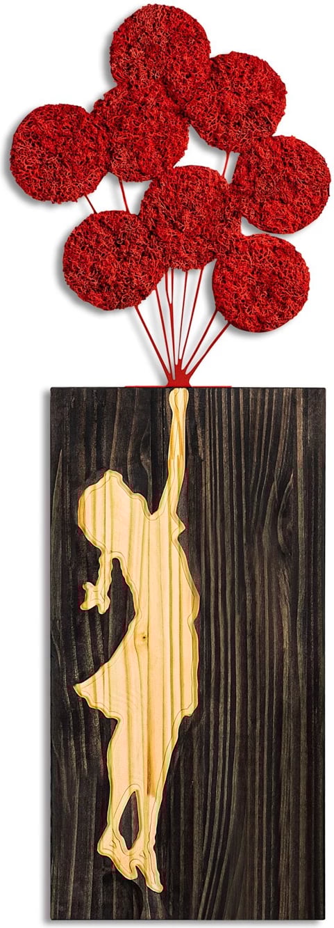 Aksesor dekorativ prej druri për mur, Wallity Banksy, 34x99cm