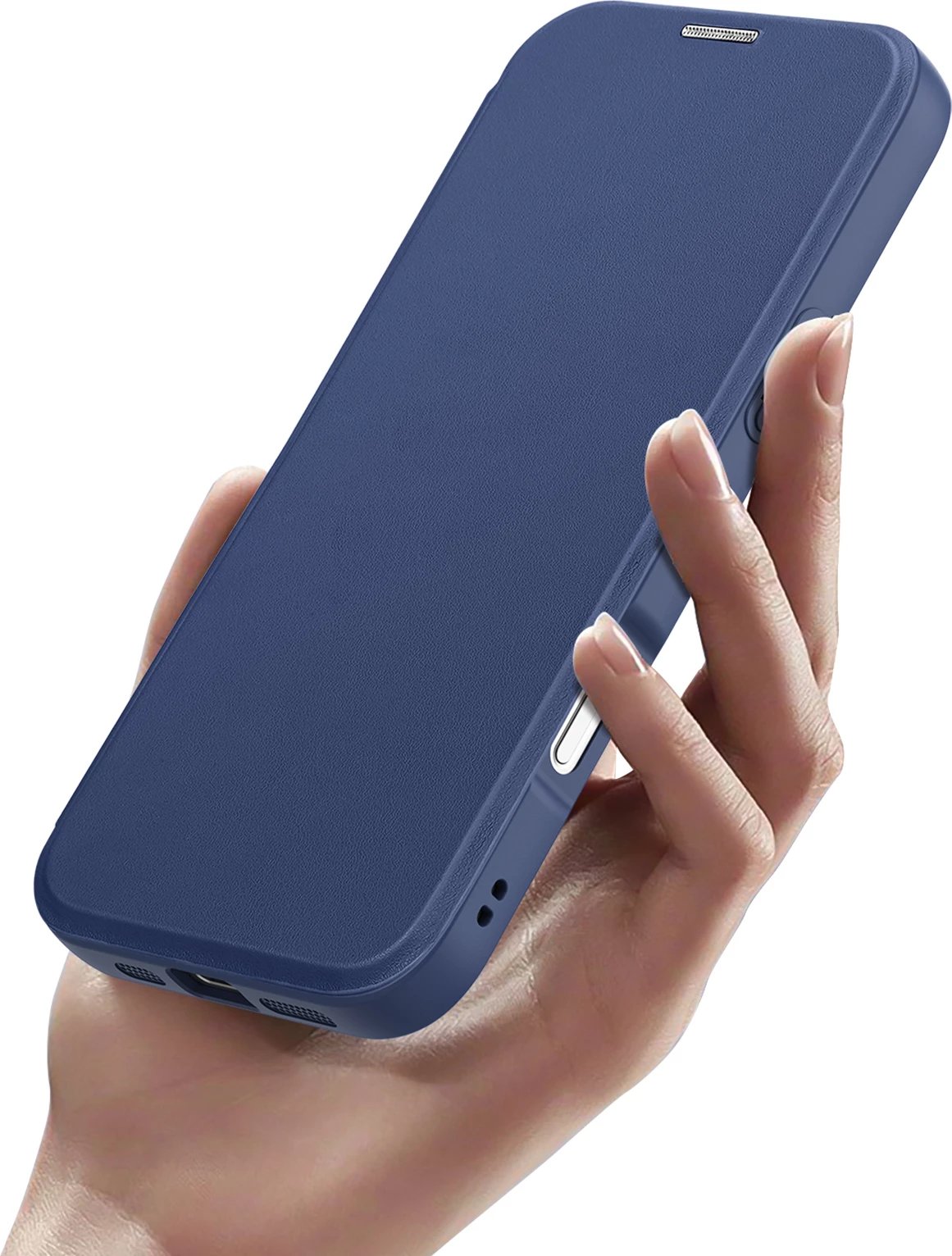 Mbështjellës, Dux Ducis, Skin X Pro iPhone 17 Pro, me portofol, kompatibil MagSafe, me bllokim RFID, blu