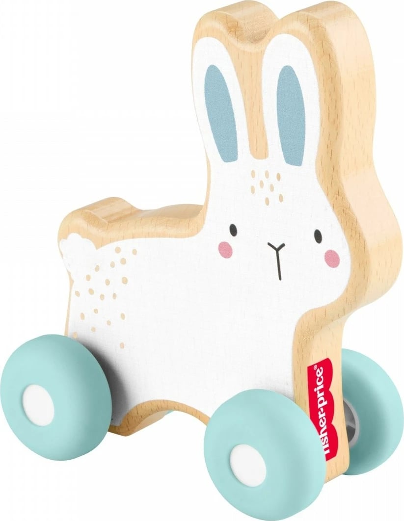 Lodër druri me rrota Fisher Price JDM52, për fëmijë, Mint/E bardhë/Druri