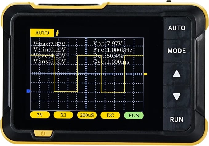Osciloskop portabël mini, FNIRSI, DSO152, 2.5MS/s, brez 200kHz, ±400V, ekran 2.8", bateri 1000mAh, USB-C, me probë dhe kabllo