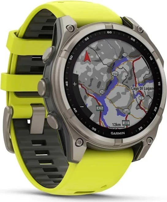 Smartwatch Garmin fenix 8, 47 mm, 32 GB, Titanium, rrip silikoni, e verdhë