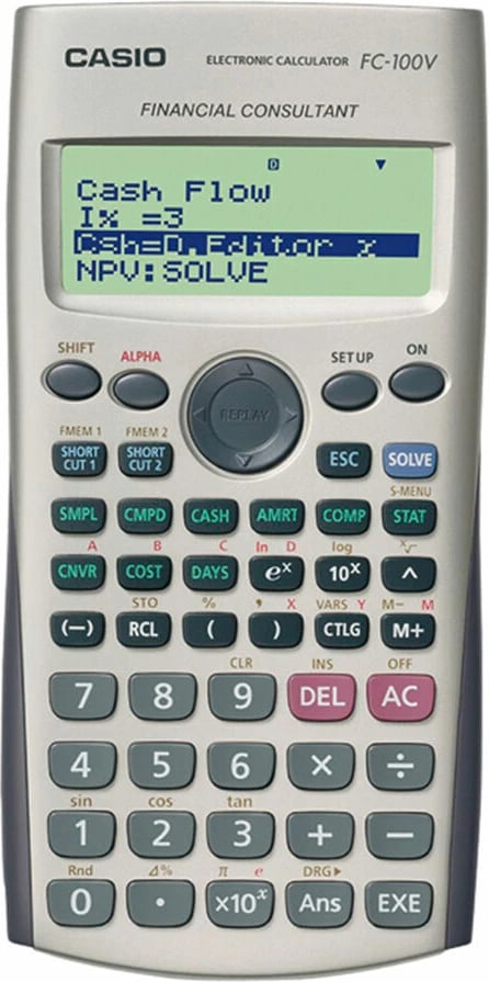 Kalkulator shkencor Casio FC-100V, i zi/gri