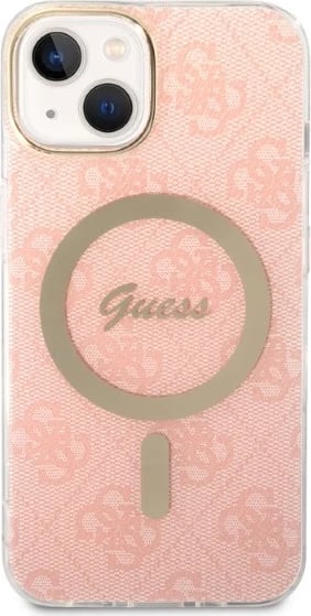 Set mbështjellës Guess GUBPP14MH4EACSP me karikues wireless për iPhone 14 Plus 6.7", rozë