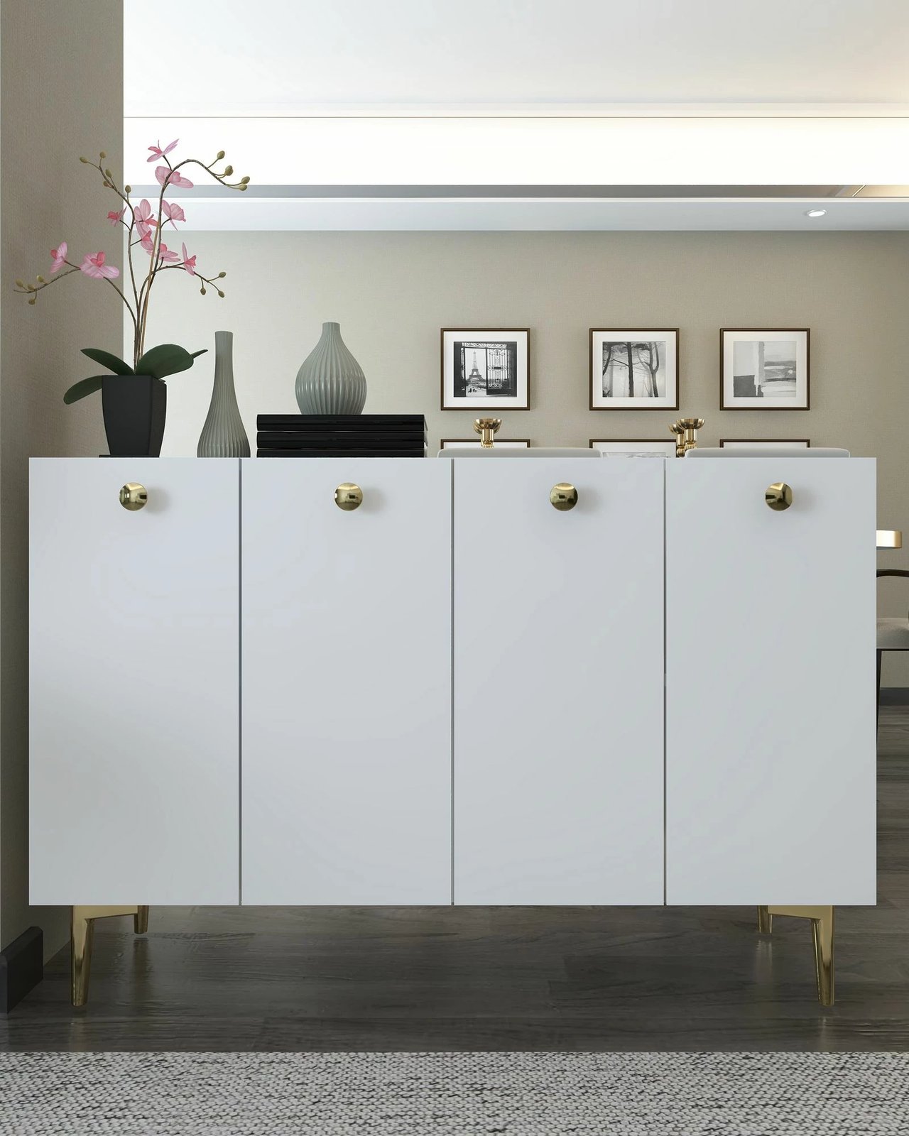 Konsolë Skye Decor, ngjyrë e bardhë dhe ari, Betty