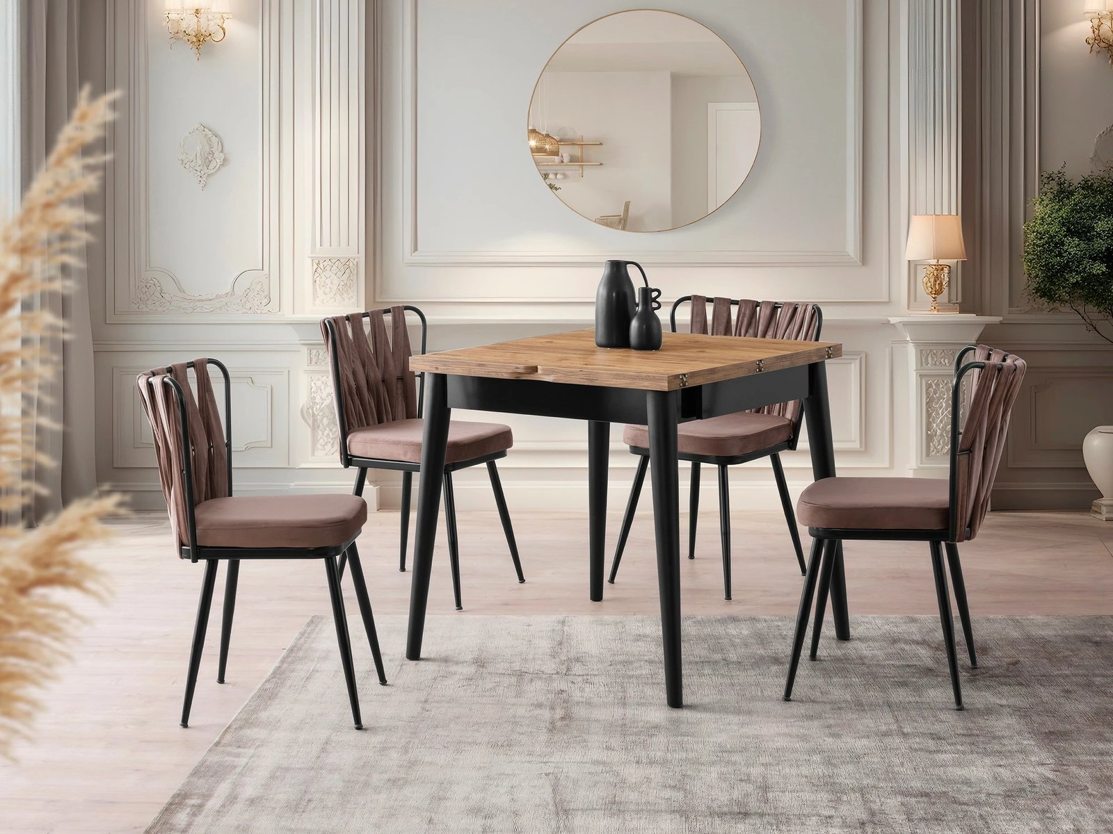 Tavolinë ngrënieje zgjatëse Skye Decor, Totem - 3043, ngjyrë Atlantic Pine