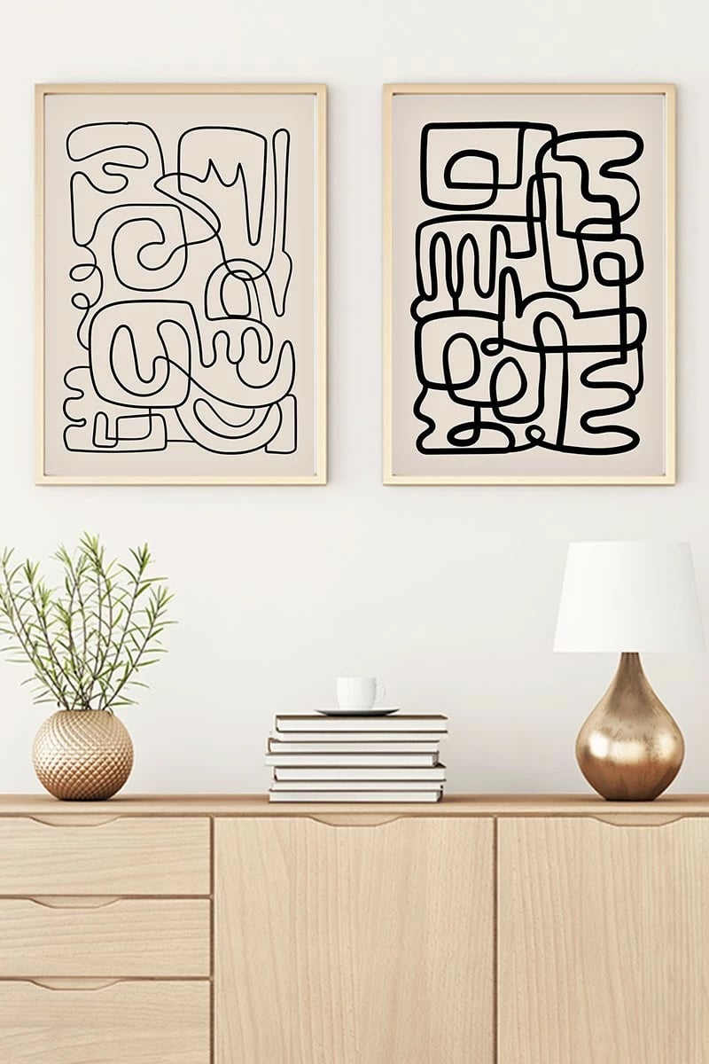 Pikturë dekorative me kornizë MDF (2 copë), Wallity, Huhu184, 50x70cm