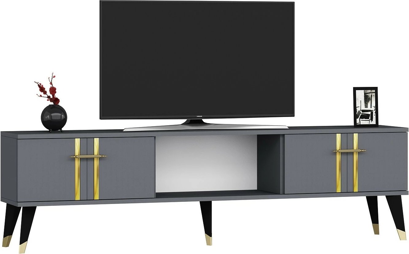 Komodë TV Skye Decor, anthracite, gold, Asel