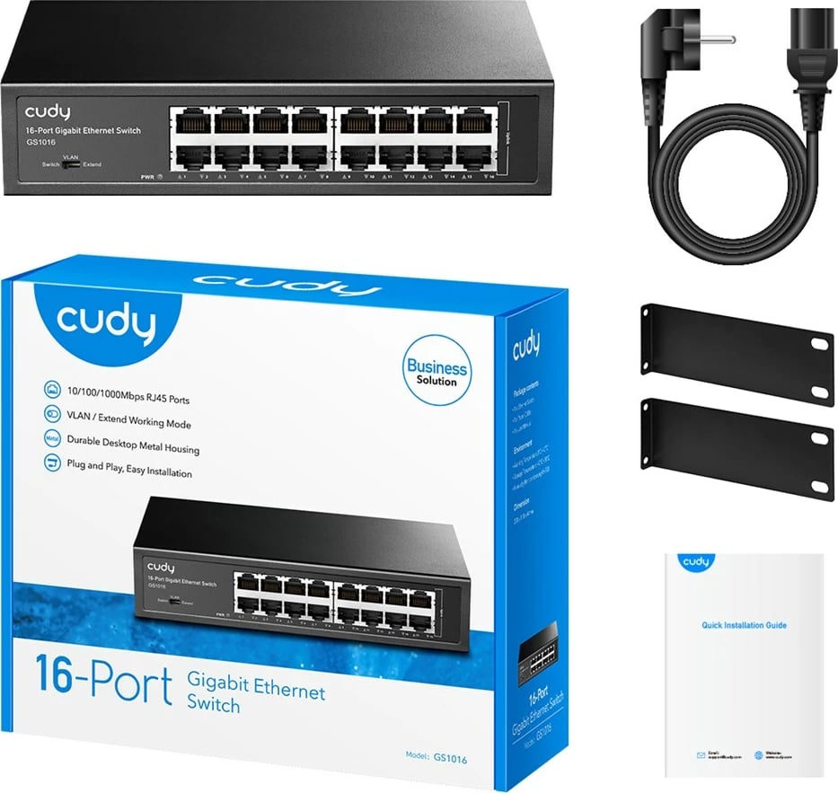 Switch Cudy GS1016, 16 porta, Gigabit Ethernet, E zezë