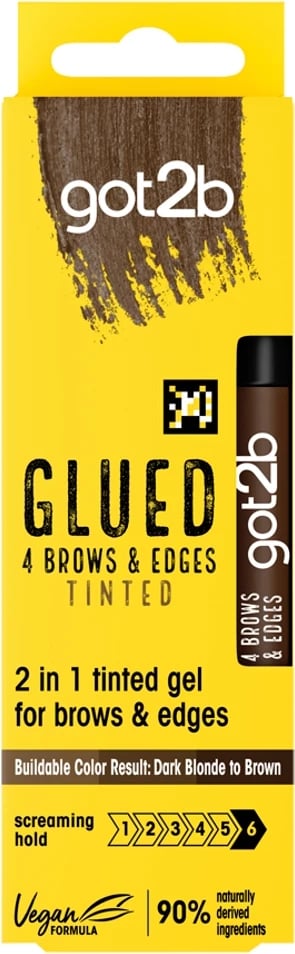 Xhel për vetulla Got2B Glued 4 Brows & Edges për femra kafe 16ml Xhel për vetulla Got2B Glued 4 Brows & Edges për femra kafe 16ml