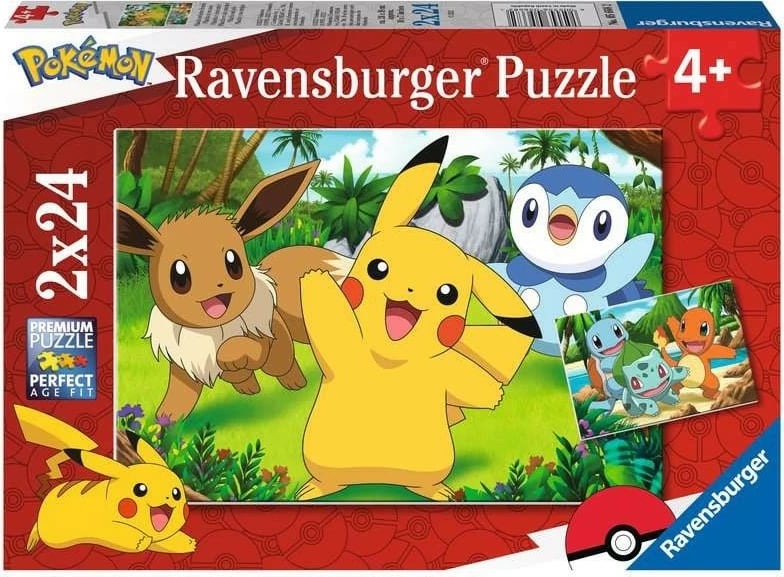 Puzzle për fëmijë Ravensburger Pokémon 2x24 pjesë, karton, shumëngjyrësh, set