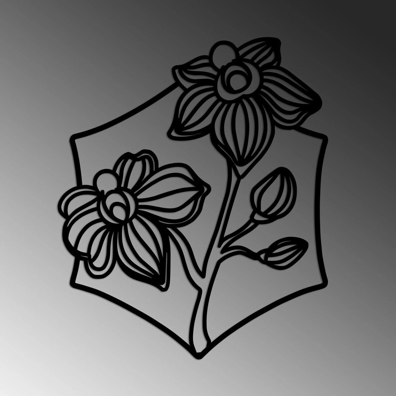 Aksesor dekorativ metalik për mur Wallity, orkide, i zi, 70x58cm