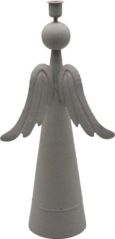 Dekor për Krishtlindje engjëll, metalik, i bardhë, 20.5x11x42.5cm