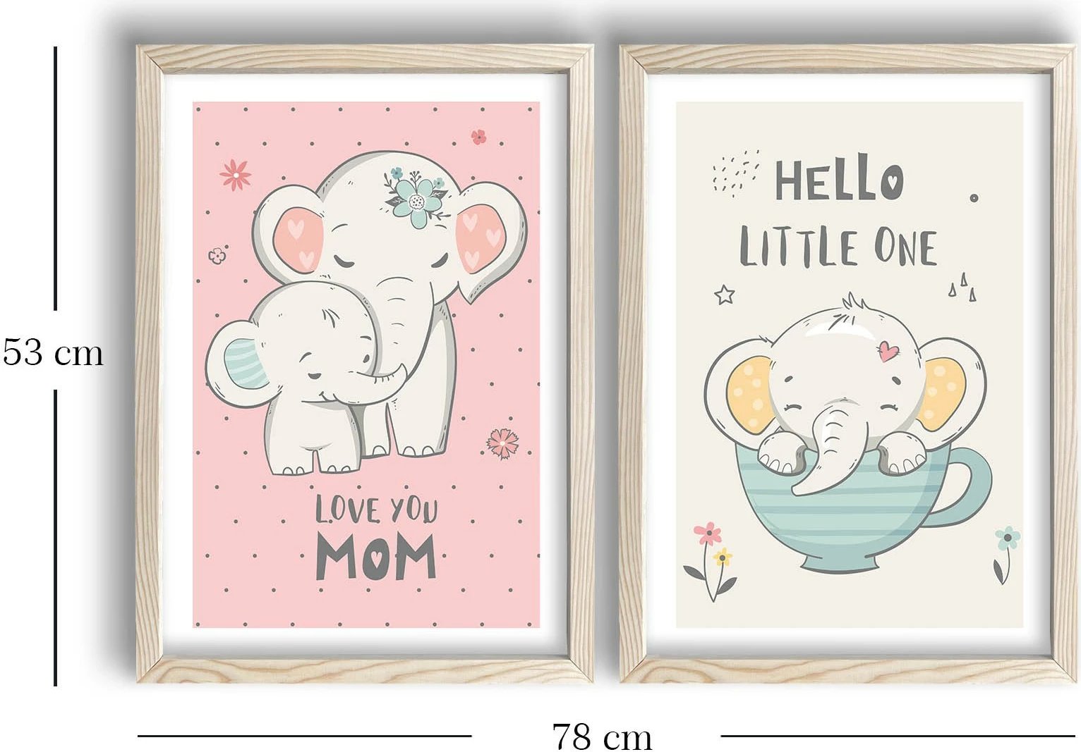 Pikturë dekorative me kornizë MDF (2 copë), Wallity, 2P3853KCT-004, rozë dhe e bardhë