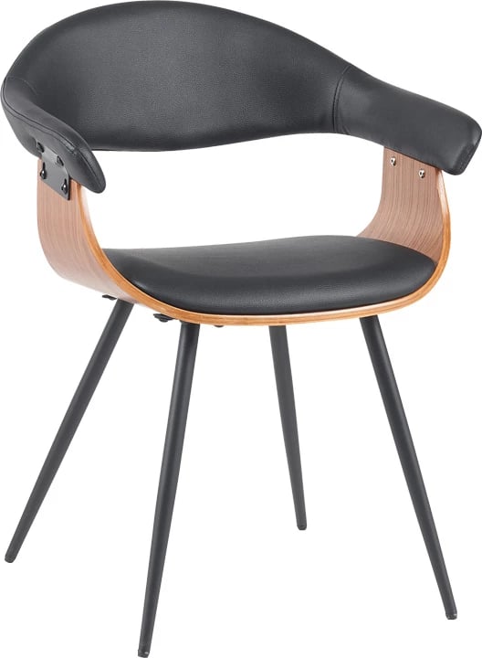 Karrige Austen, lëkurë artificiale e zezë, dru arre, metal i zi, 58x55x77cm