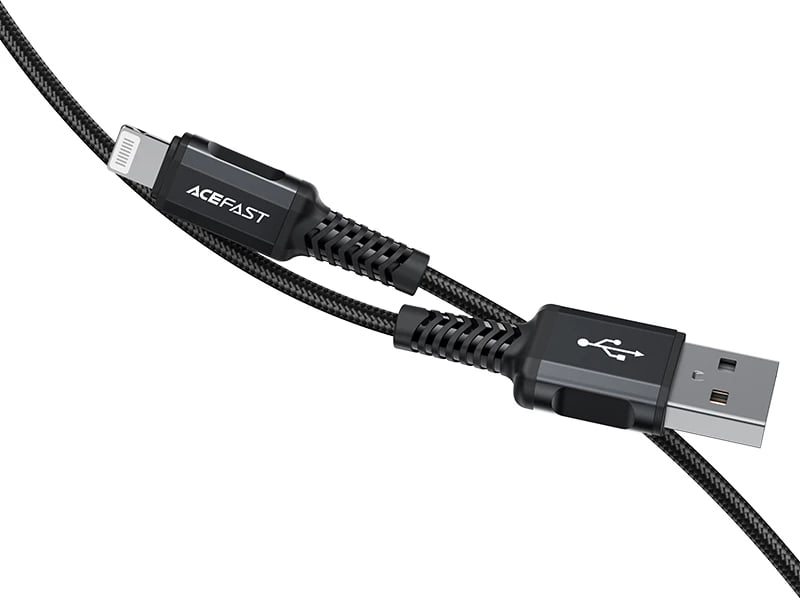 Kabllo Acefast C4-02-A-L, USB në Lightning, 1.8m, 2.4A, e zezë