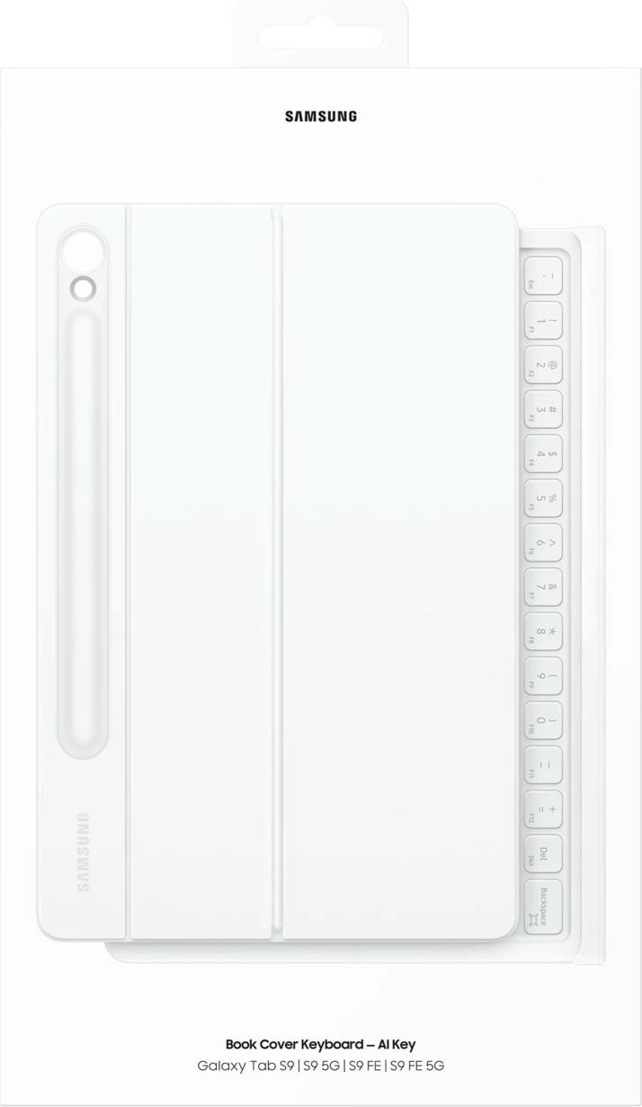 Mbështjellës tastierë Samsung EF-DX725, QWERTZ, Touchpad, Galaxy Tab S9, Galaxy Tab S9 FE, Bardhë